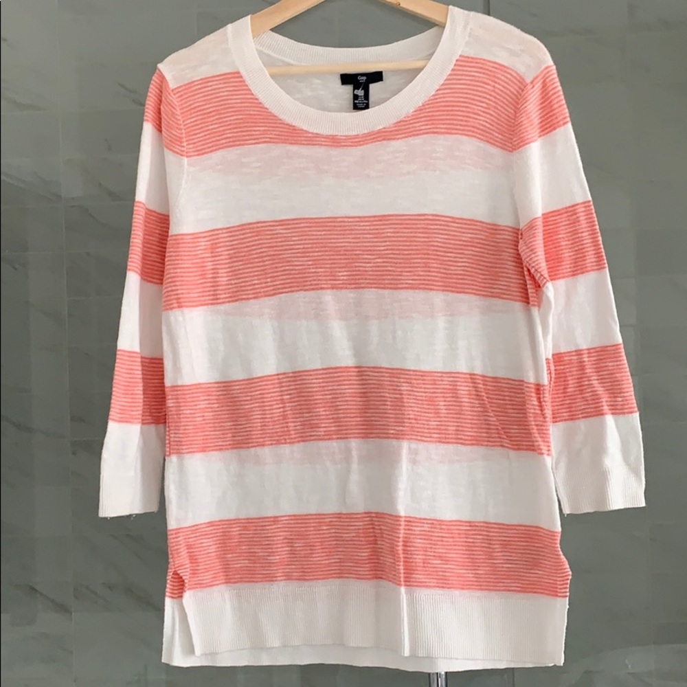pretty coral/white stripes sweater | Gap